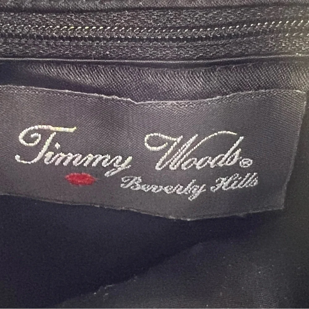 Timmy Woods Jeans with Stones Black Satin Rhinestone Pants Purse Handbag Tote